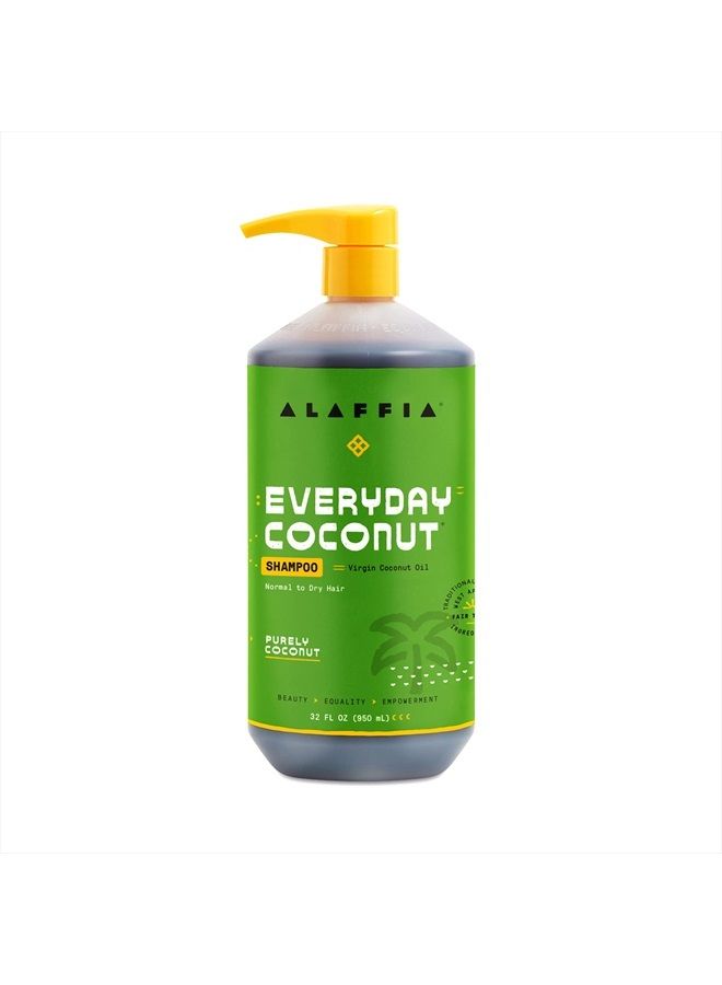 Alaffia EveryDay Coconut Shampoo - Normal to Dry Hair, Helps Gently Clean Scalp and Hair of Impurities with Ginger and Coconut Oil, Fair Trade, Purely Coconut 32 Fl Oz - Image 1