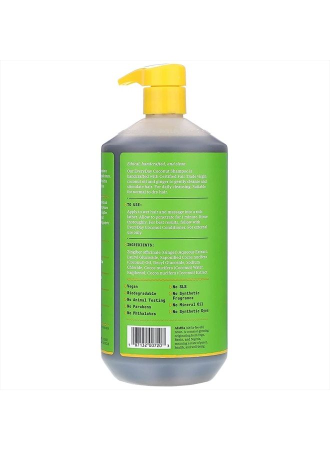 Alaffia EveryDay Coconut Shampoo - Normal to Dry Hair, Helps Gently Clean Scalp and Hair of Impurities with Ginger and Coconut Oil, Fair Trade, Purely Coconut 32 Fl Oz - Image 2