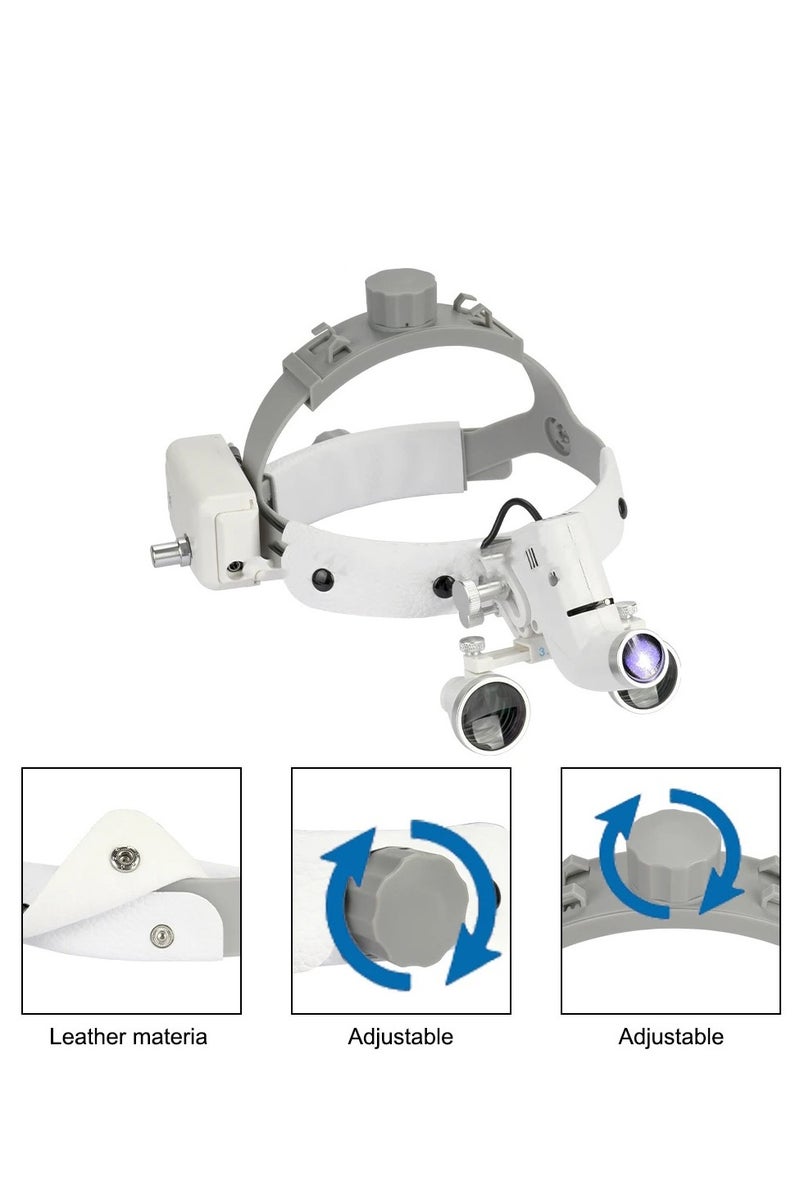عدسة مكبرة للأسنان 2.5x 3.5x مصباح أمامي جراحي 5 واط مصباح أمامي لاسلكي مكبر للأسنان مكبر جراحي أسود - نطاق 2.5x - Image 4