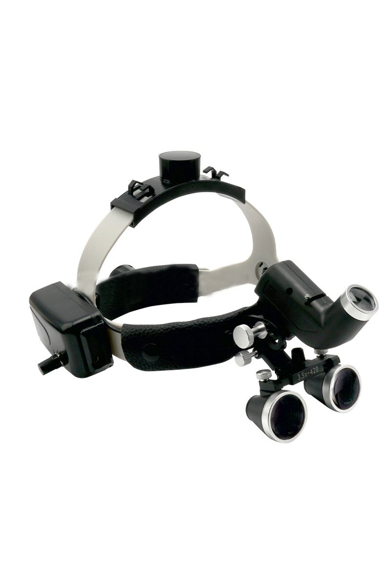 عدسة مكبرة للأسنان 2.5x 3.5x مصباح أمامي جراحي 5 واط مصباح أمامي لاسلكي مكبر للأسنان مكبر جراحي أسود - نطاق 2.5x - Image 1