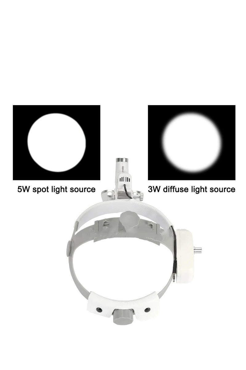 عدسة مكبرة للأسنان 2.5x 3.5x مصباح أمامي جراحي 5 واط مصباح أمامي لاسلكي مكبر للأسنان مكبر جراحي أسود - نطاق 2.5x - Image 5