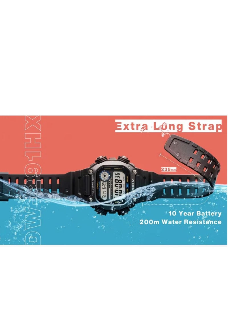 Casio Men Watch Digital Easy-Read Wide LCD Clear Dial Resin Band DW-291HX-1AVDF - Image 3