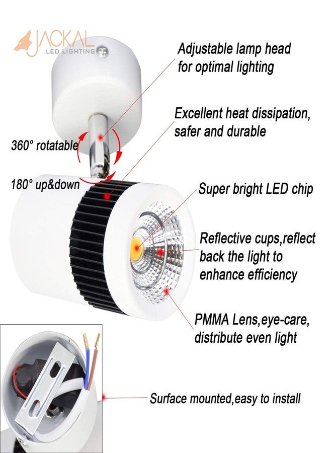 JACKAL مصباح جاكال® LED بقوة 6 وات، مصباح سقف داخلي/مصباح تركيز/مصباح جداري (لون أبيض) | رأس إضاءة قابل للدوران بمرونة | مثالي للمطابخ وغرف المعيشة والمراكز التجارية – (ضمان 6 أشهر) (عبوة من 3 مصابيح) - Image 2