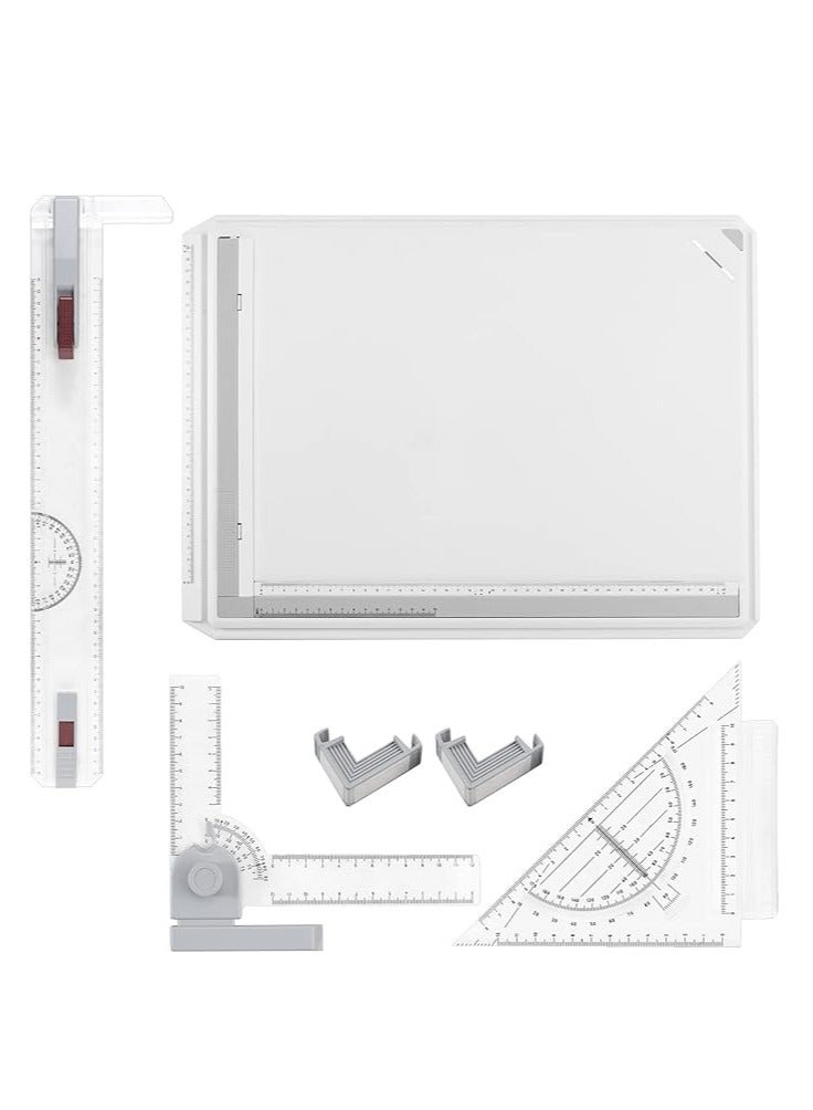 Generic A3 Drawing Tablet Set Multifunctional Drawing Table A3 Adjustable Measuring System Parallel Angle with Protractor Paper Locator Sliding Ruler Anti-Slip Support Leg White - Image 4