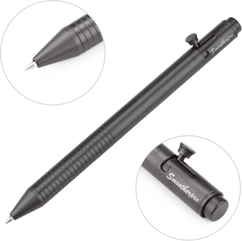 SMOOTHERPRO Titanium Bolt Action Pen Retractable Gel Pen Compatible with Pentel Refills Lightweight Slim Shape for EDC Pocket Business Collection Color Dark Gray (Ti141) - Image 3
