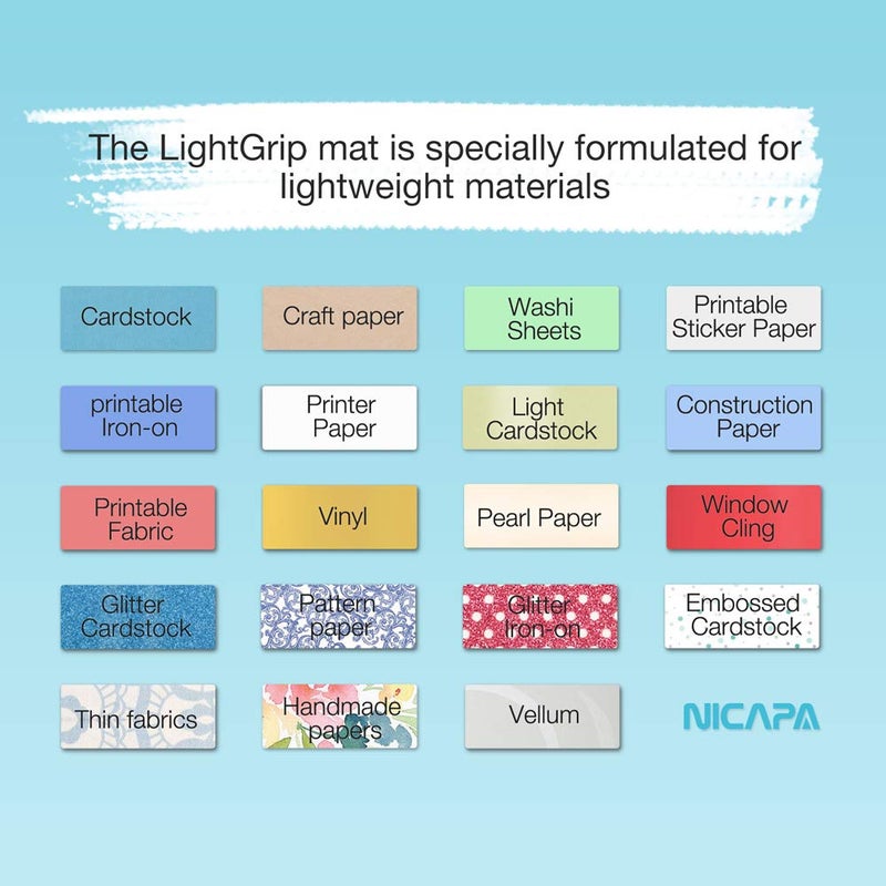 Nicapa Cutting Mat for Silhouette Cameo 3/2/1 (Light-Grip,12x12 inch 3pack) Adhesive&Sticky Non-Slip Flexible Square Gridded Blue Cut Mats Replacement Accessories Set Matts Vinyl Craft Sewing - Image 3