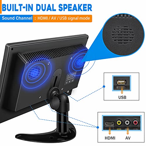 Haiway 10.1 inch Security Monitor, 1024x600 Resolution Small HDMI Monitor Small Computer Monitors with Remote Control with Built-in Dual Speakers HDMI VGA BNC Input for Gaming CCTV Raspberry Pi PC - Image 5
