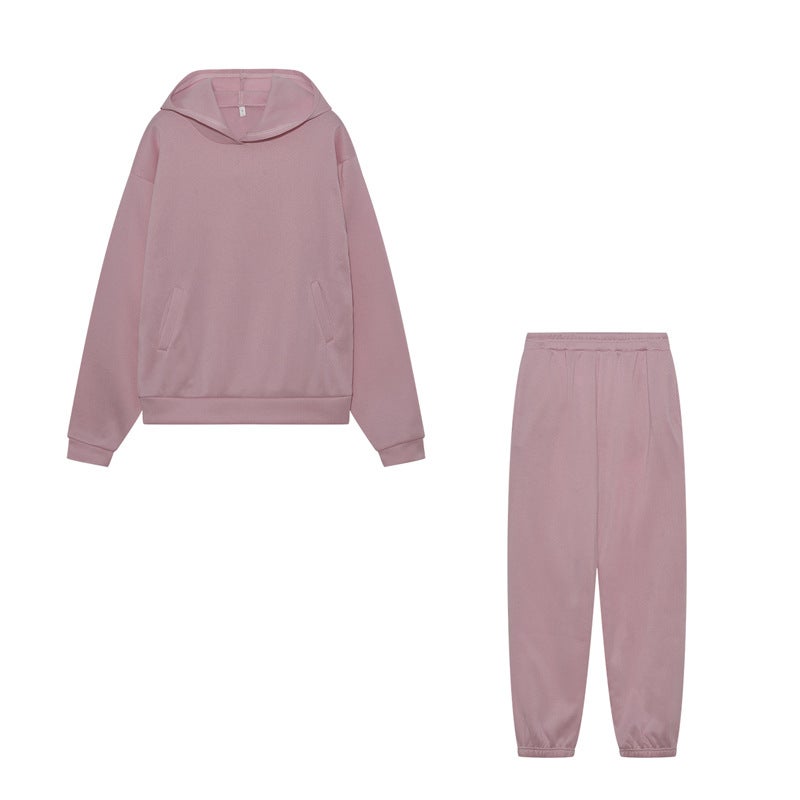 2023 Autumn Winter Casual Fashion Thickened Long Sleeve Sweater Pant Set Pink Pink