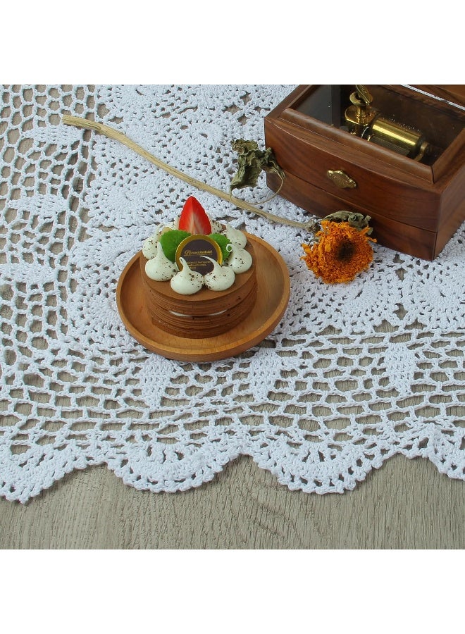 kilofly Handmade Crochet Cotton Lace Table Placemats Sofa Doilies, Square, White, 27 inch - Image 3