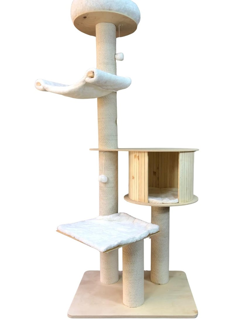 Pets House & Care Modern Plywood Cat Tree Condo Tower – Large Size Multi-Level Cat Furniture for Climbing, Scratching & Resting – Stylish and Durable Indoor Cat Activity Center - Image 1