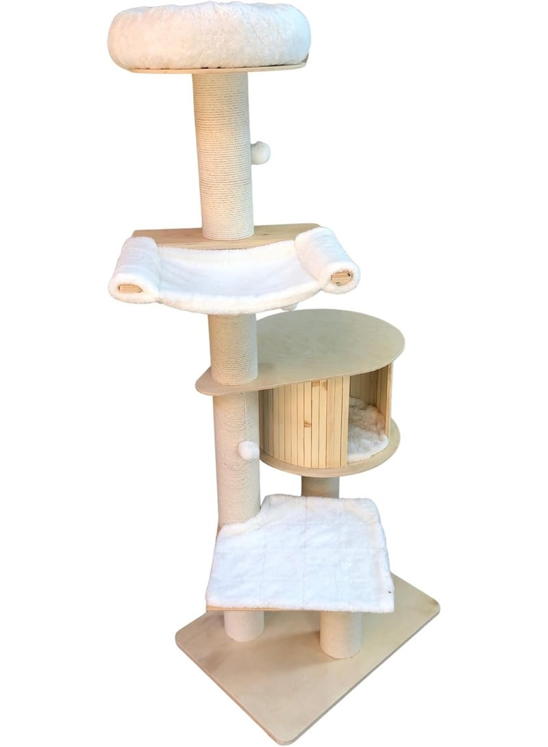Pets House & Care Modern Plywood Cat Tree Condo Tower – Large Size Multi-Level Cat Furniture for Climbing, Scratching & Resting – Stylish and Durable Indoor Cat Activity Center - Image 2