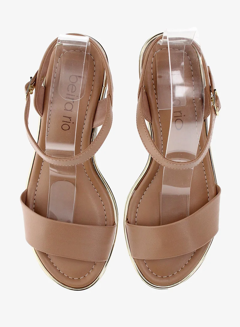 Beira Rio Tan Mid Heel Sandals for Women – Stylish & Comfortable Footwear for Any Occasion for Women | Best Price UAE