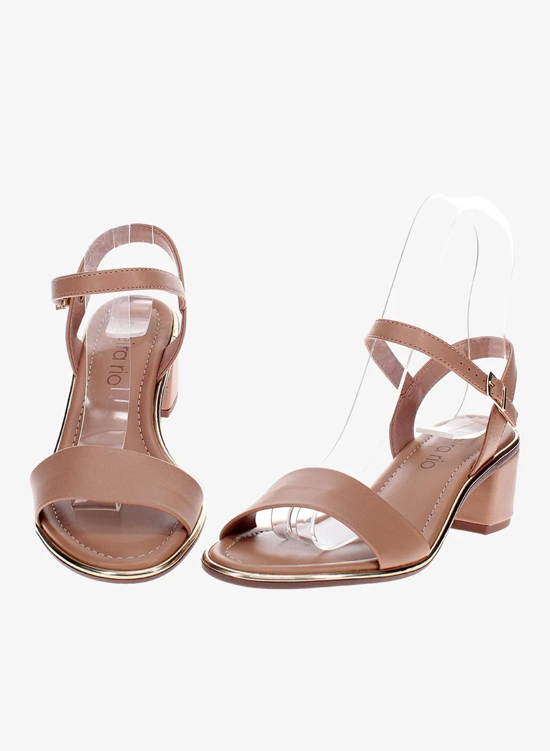 Beira Rio Tan Mid Heel Sandals for Women – Stylish & Comfortable Footwear for Any Occasion for Women | Best Price UAE