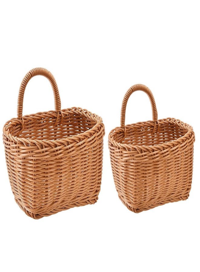 PRETYZOOM 2pcs Hanging Woven Basket Kitchen Wall Mounted Storage Basket Vegetable Garlic Ginger Organizer Home Decoration - Image 1