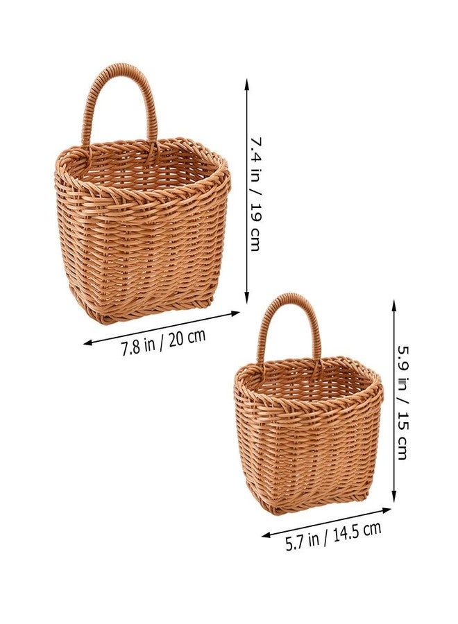 PRETYZOOM 2pcs Hanging Woven Basket Kitchen Wall Mounted Storage Basket Vegetable Garlic Ginger Organizer Home Decoration - Image 2