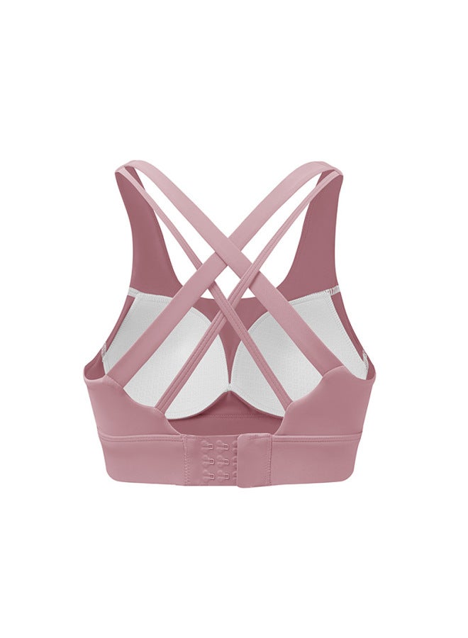Upgraded Nude Cross Back One-piece Fixed Cup Sports Bra Yoga Running Fitness Sports Underwear For Women