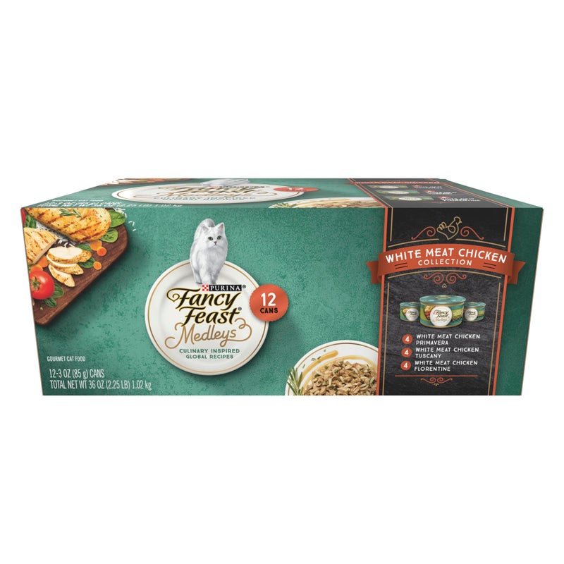Fancy Feast Purina Fancy Feast Wet Cat Food Variety Pack, Medleys White Meat Chicken in Sauce Collection - (Pack of 12) 3 oz. Cans - Image 1