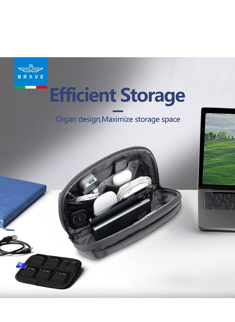 Brave - 5-in-1 Portable Travel Charging Kit - Includes 12,000mAh Power Bank, Universal Travel Adapter with 20W GaN Fast Charger, 2-in-1 USB-C and Lightning Cables, 9-in-1 Multifunctional Travel Kit, 2-Layer Waterproof Tech Bag - Compact Charging Solution for Travel, Office, and Everyday Use - Image 1