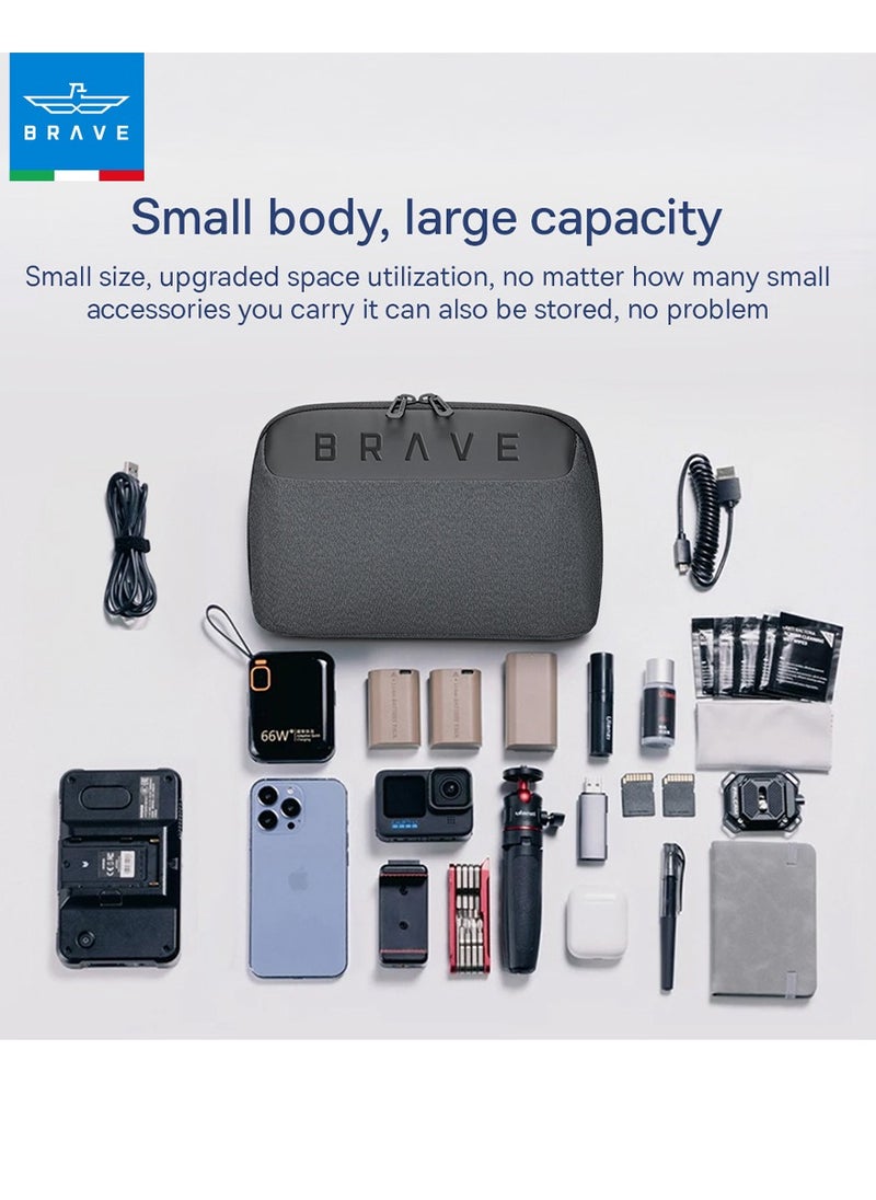 Brave - 5-in-1 Portable Travel Charging Kit - Includes 12,000mAh Power Bank, Universal Travel Adapter with 20W GaN Fast Charger, 2-in-1 USB-C and Lightning Cables, 9-in-1 Multifunctional Travel Kit, 2-Layer Waterproof Tech Bag - Compact Charging Solution for Travel, Office, and Everyday Use - Image 1