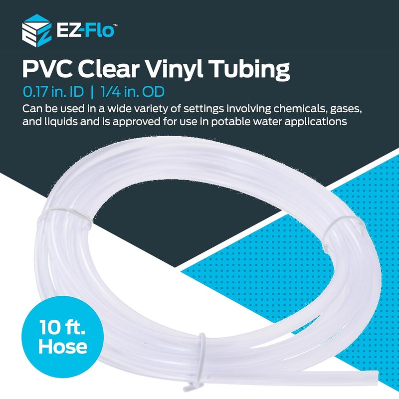 EZFLO 0.17 Inch ID (1/4 Inch OD) PVC Clear Vinyl Tubing, 10 Foot Length, 98615 (Pack of 4) - Image 2