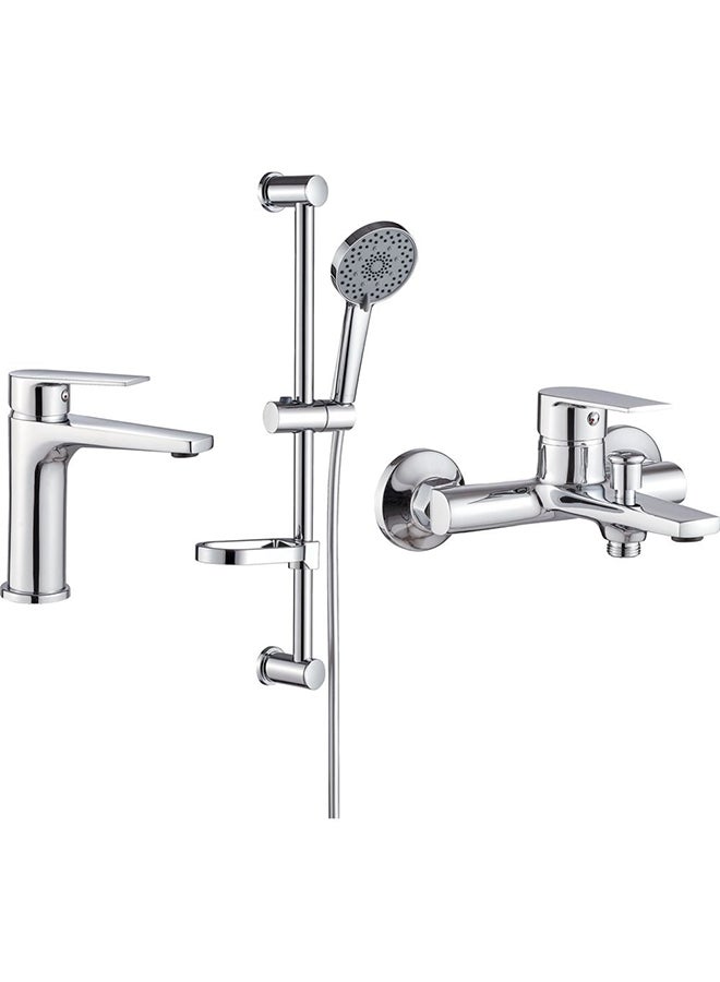 DANUBE HOME Milano Plus Texas 3-in-1 Collection  Basin Mixer, Shower Mixer, Shower Kit , Modern Brass Faucet for Home and Commercial Use - Image 1