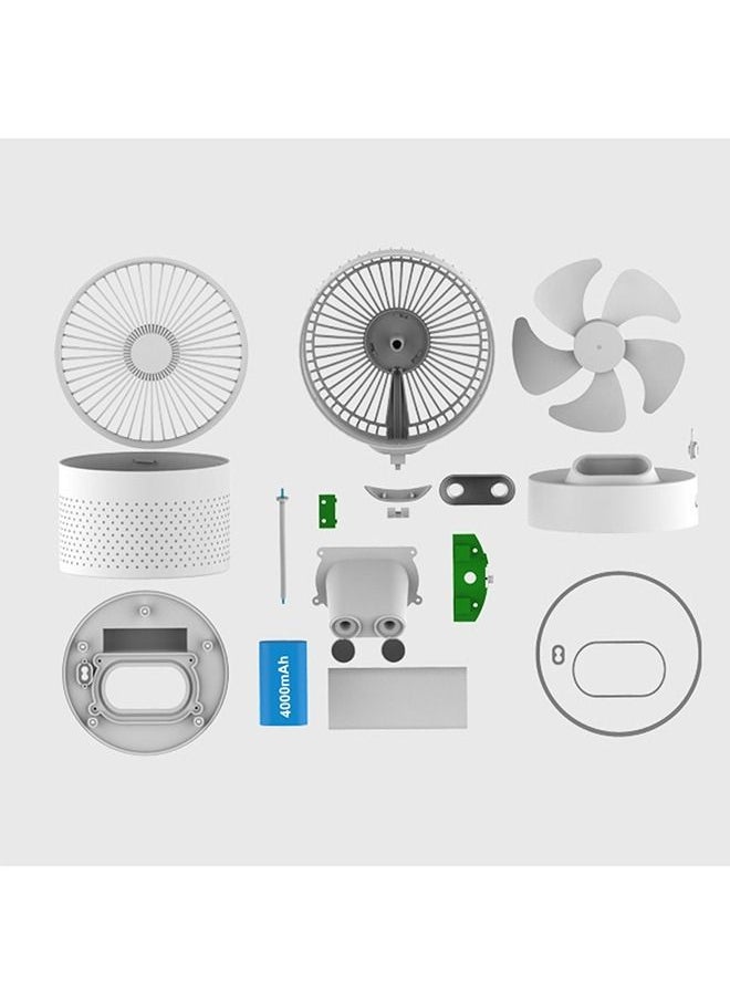 Shuer - 3-Speeds 2-in-1 Desktop Fan Spray Humidifier 950ml 14.8W 4000mAh GXZ-JF01 White - Image 1
