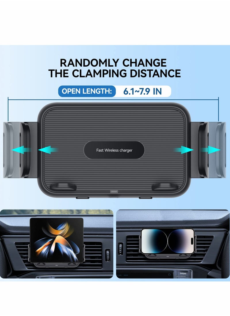Excefore 15W Qi Wireless Car Charger Mount Holder for Samsung Galaxy Z Fold 4, Auto Clamping Fast Charge 4/Fold 3/Fold 2, Flip 4/Flip 3 5G,for iPhone 14 13 Pro Max  - Image 5