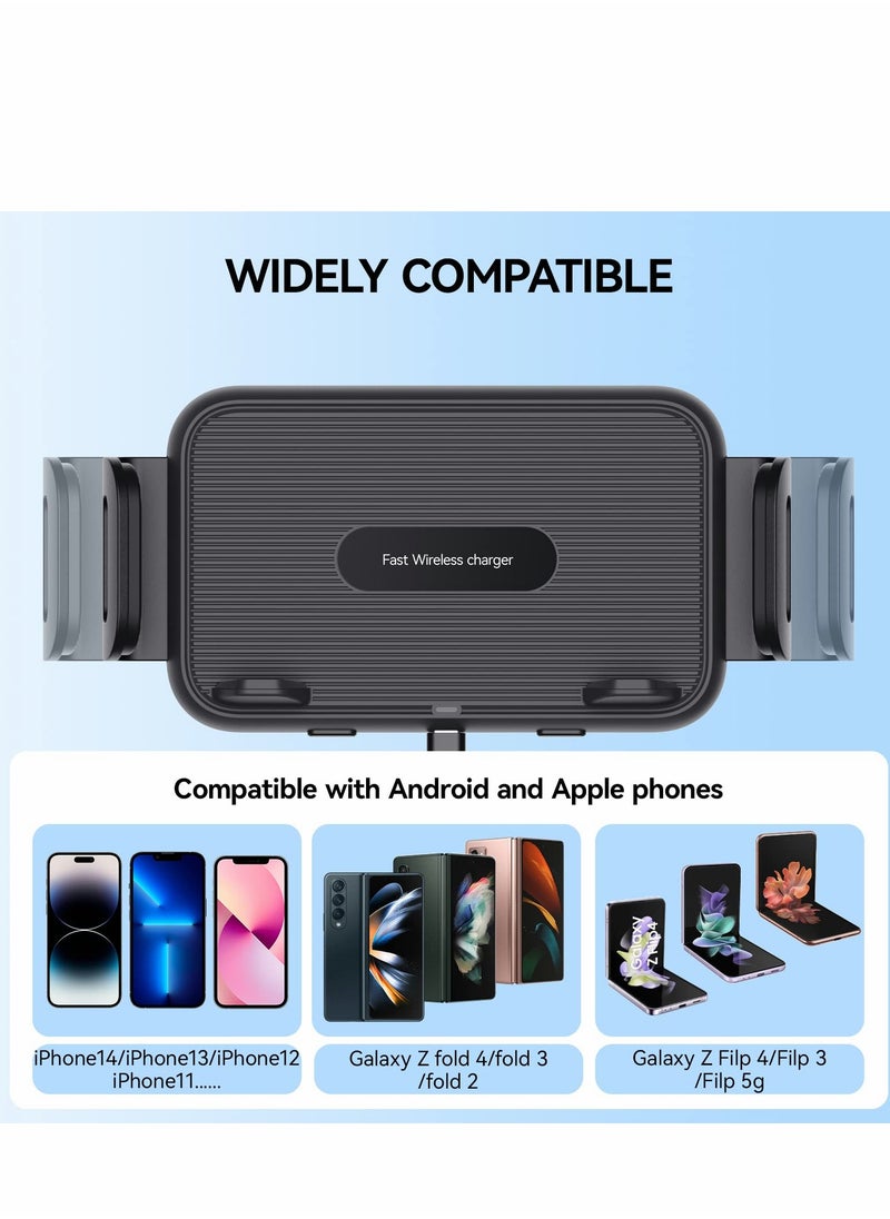 Excefore 15W Qi Wireless Car Charger Mount Holder for Samsung Galaxy Z Fold 4, Auto Clamping Fast Charge 4/Fold 3/Fold 2, Flip 4/Flip 3 5G,for iPhone 14 13 Pro Max  - Image 3