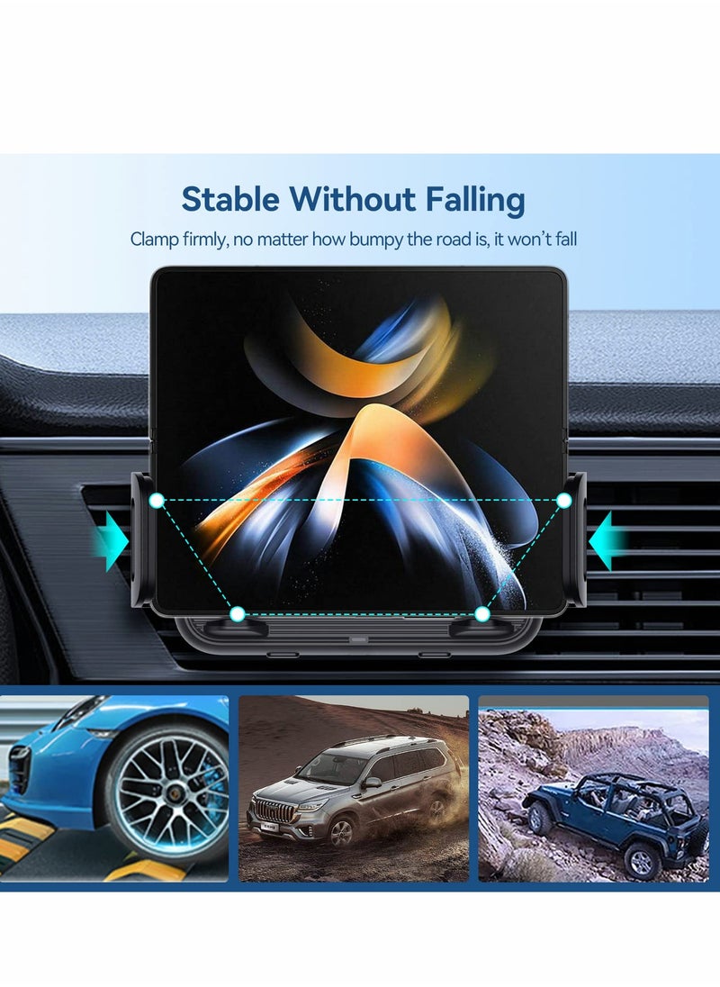Excefore 15W Qi Wireless Car Charger Mount Holder for Samsung Galaxy Z Fold 4, Auto Clamping Fast Charge 4/Fold 3/Fold 2, Flip 4/Flip 3 5G,for iPhone 14 13 Pro Max  - Image 4