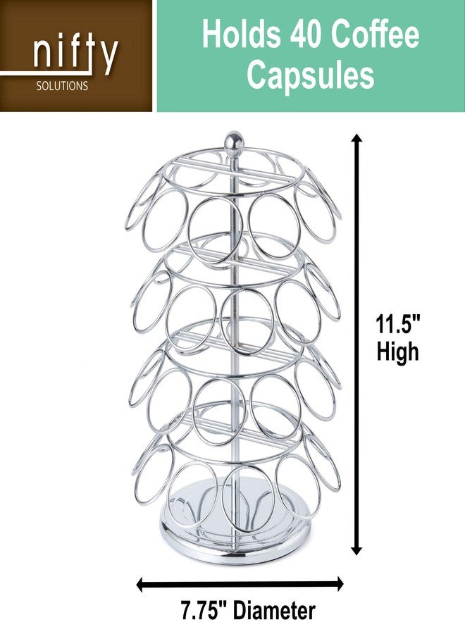 Nifty Solutions Nifty K Cup Holder – Compatible with K-Cups, Coffee Pod Carousel | 40 K Cup Holder, Spins 360-Degrees, Lazy Susan Platform, Modern Chrome Design, Home or Office Kitchen Counter Organizer - Image 3