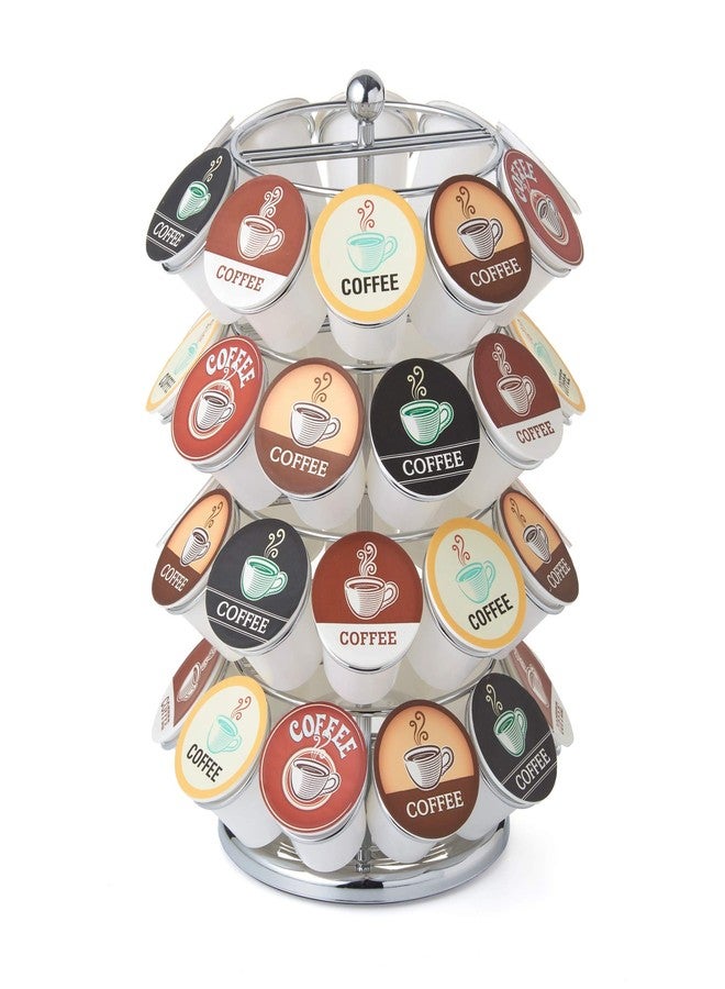 Nifty Solutions Nifty K Cup Holder – Compatible with K-Cups, Coffee Pod Carousel | 40 K Cup Holder, Spins 360-Degrees, Lazy Susan Platform, Modern Chrome Design, Home or Office Kitchen Counter Organizer - Image 1