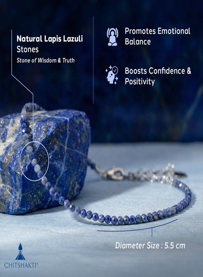 Chitshakti Natural Lapis Lazuli Beads Anklet for Women - 2mm | Lapis lazuli Crystal Anklet for Motivation, Focus & Positivity | Healing Stone Spiritual Jewellery | Adjustable Gift for Women - Image 3