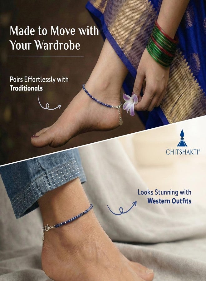 Chitshakti Natural Lapis Lazuli Beads Anklet for Women - 2mm | Lapis lazuli Crystal Anklet for Motivation, Focus & Positivity | Healing Stone Spiritual Jewellery | Adjustable Gift for Women - Image 5