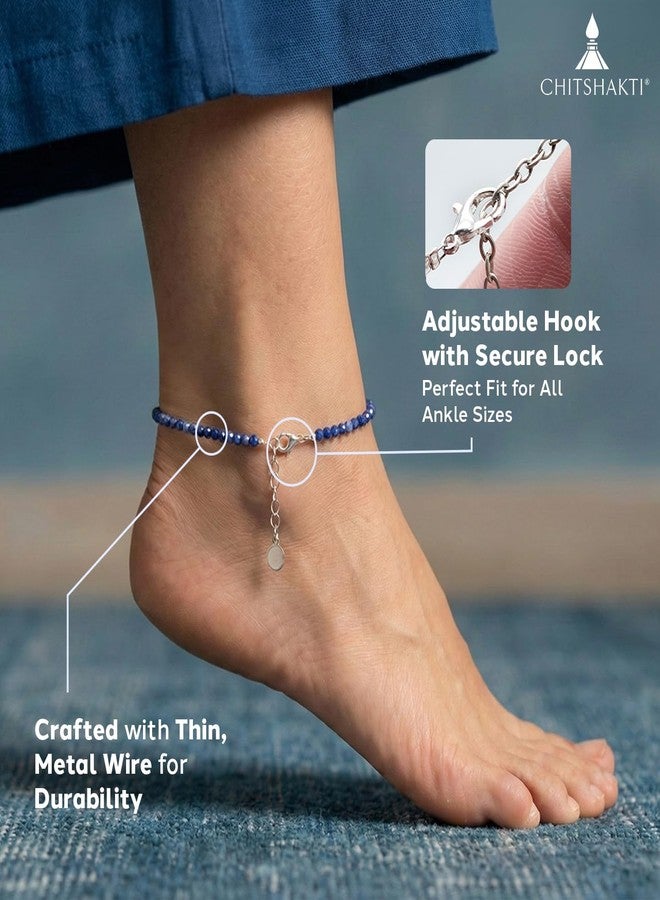 Chitshakti Natural Lapis Lazuli Beads Anklet for Women - 2mm | Lapis lazuli Crystal Anklet for Motivation, Focus & Positivity | Healing Stone Spiritual Jewellery | Adjustable Gift for Women - Image 4