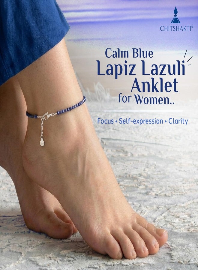 Chitshakti Natural Lapis Lazuli Beads Anklet for Women - 2mm | Lapis lazuli Crystal Anklet for Motivation, Focus & Positivity | Healing Stone Spiritual Jewellery | Adjustable Gift for Women - Image 2