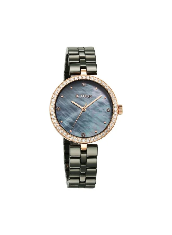 تيتان Women Analog Display Watch With Green Ceramic Strap - 95215KC04
