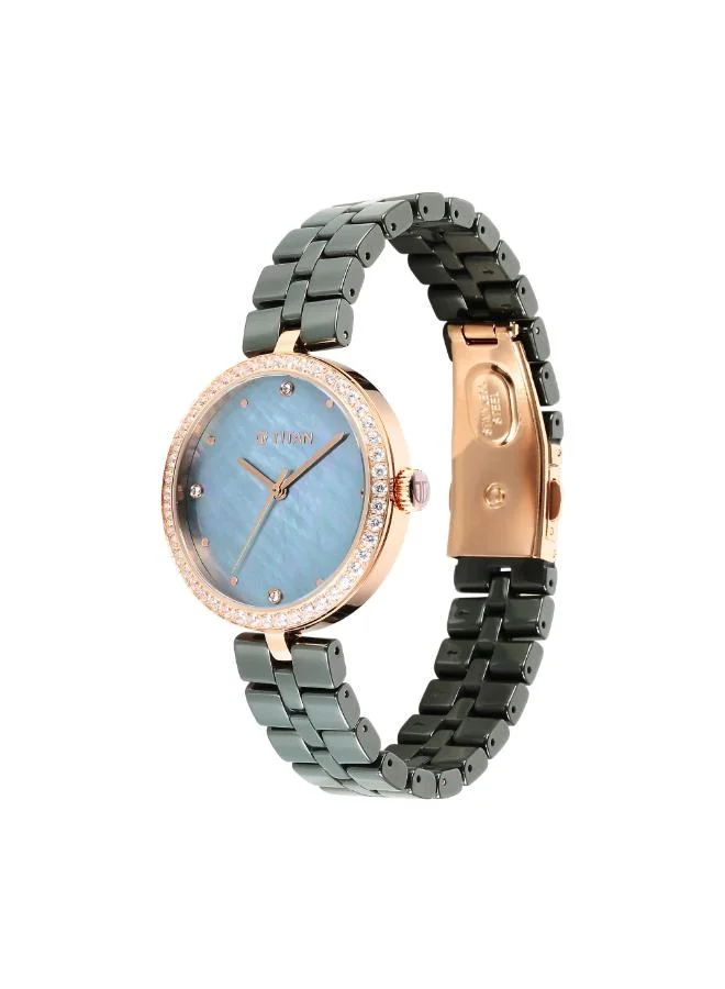 تيتان Women Analog Display Watch With Green Ceramic Strap - 95215KC04
