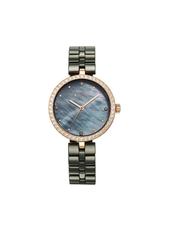 تيتان Women Analog Display Watch With Green Ceramic Strap - 95215KC04