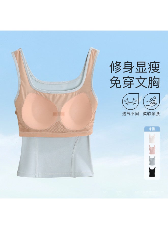 Red Bean Women'S Padded Camisole With Built-In Bra, Seamless Thin Underwear For A Slimming And Sleek Look - Image 3