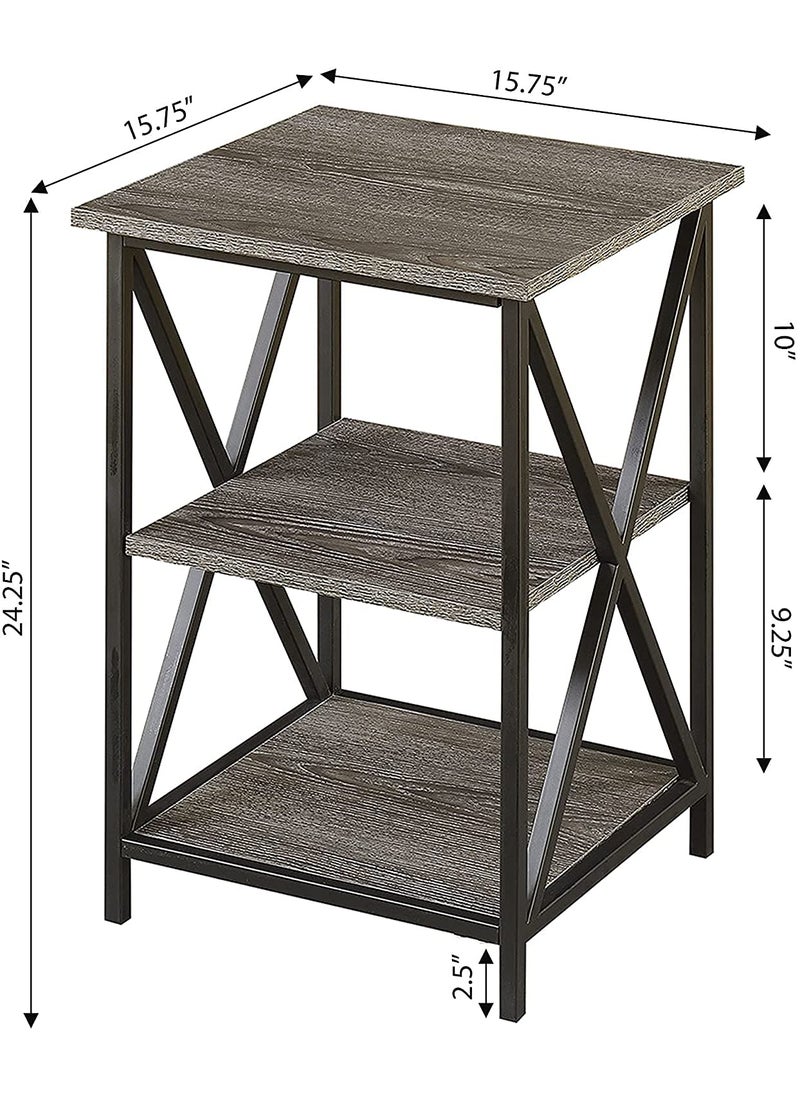 INDIAN DECOR INDIAN DECOR 45514 Sofa Side End Table Side Table with Wooden Shelf C Shaped Couch Table for Living Room Bedroom Metal Frame Nightstand  - Image 3