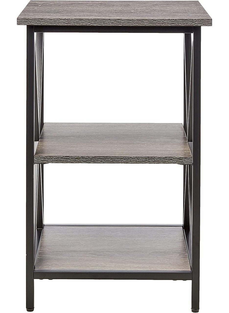 INDIAN DECOR INDIAN DECOR 45514 Sofa Side End Table Side Table with Wooden Shelf C Shaped Couch Table for Living Room Bedroom Metal Frame Nightstand  - Image 4