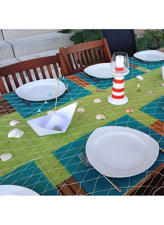 4E's Novelty Fish Net Decorative [3 Pack] Natural Cotton Fishnet Decor - Each 14 ft x 4 ft. for Mermaid Party Decorations, Luau Tropical Nautical Beach Table Cover by 4E's Novelty  - Image 2