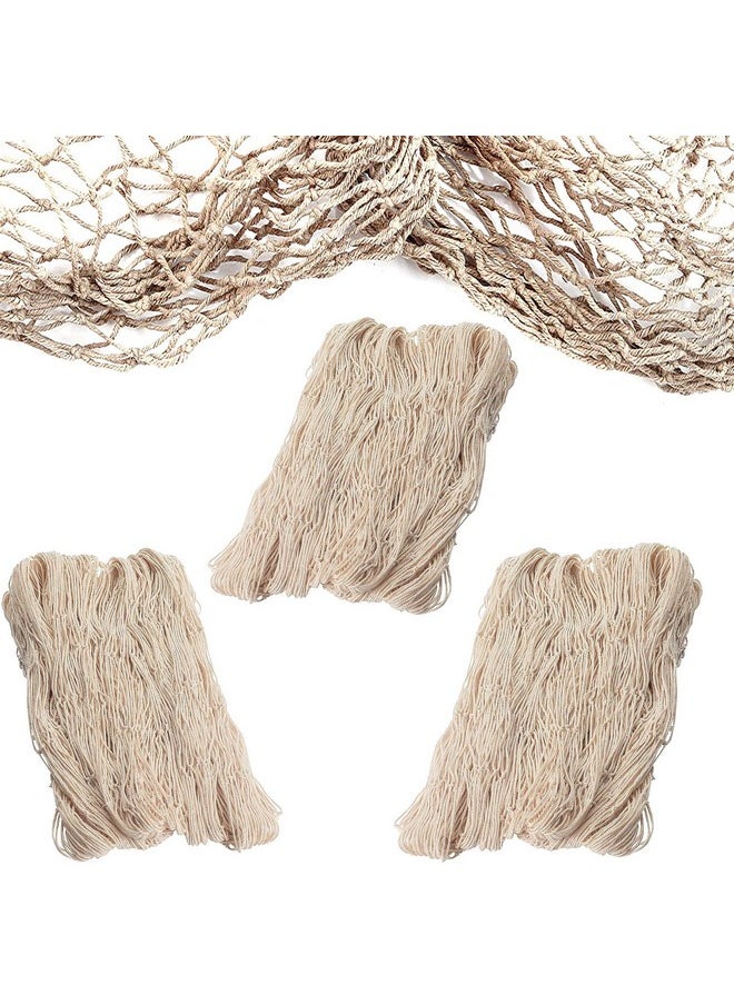4E's Novelty Fish Net Decorative [3 Pack] Natural Cotton Fishnet Decor - Each 14 ft x 4 ft. for Mermaid Party Decorations, Luau Tropical Nautical Beach Table Cover by 4E's Novelty  - Image 1