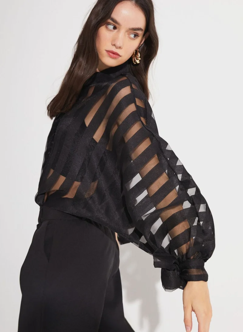 JUNE Stripped Button Down Shirt