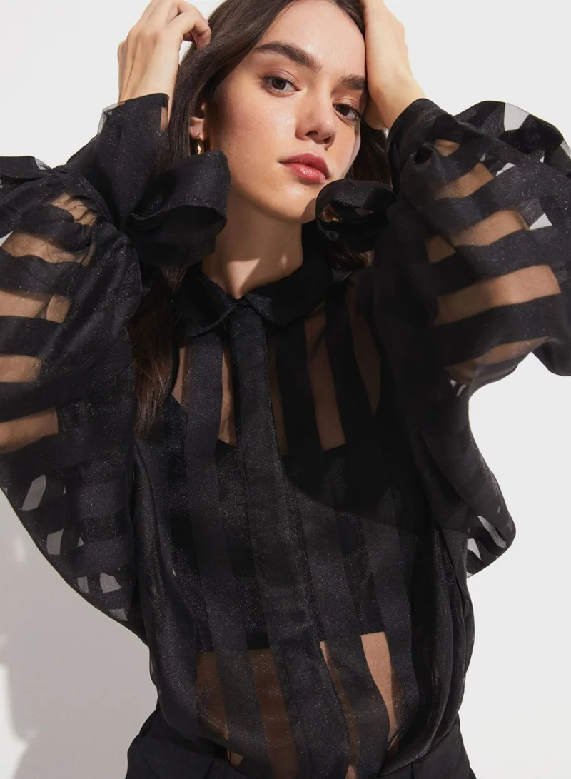 JUNE Stripped Button Down Shirt