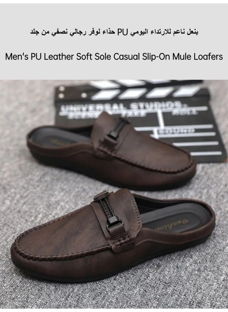 Men's PU Leather Slip-On Mule Loafers Soft Sole Casual Shoes for Daily Wear, Work, Travel and Gatherings - Image 4