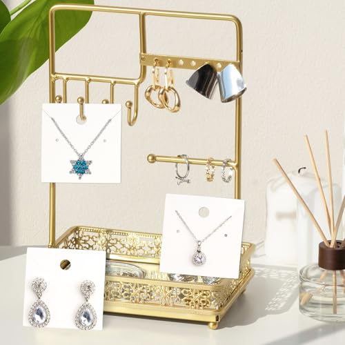 Festiko® 100 Pcs White Earring Display Cards (2.4 Inch) | Square Kraft Jewellery Holder Cards for Earrings & Necklaces | Jewellery Display for Handmade, Small Business, Craft Fair & Retail Use - Image 4