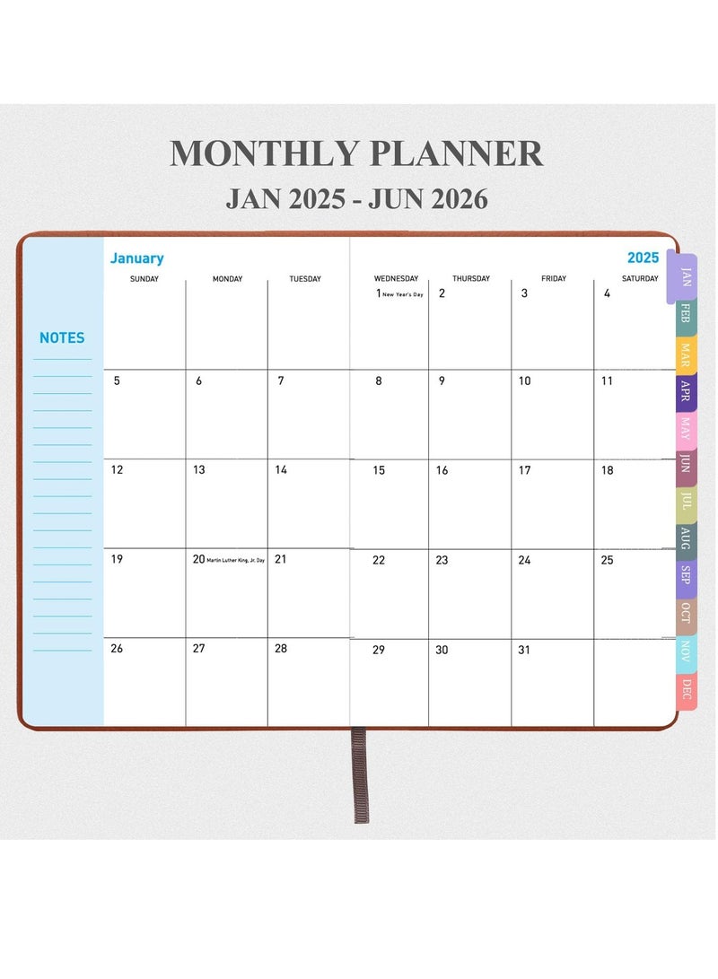 Arabest Planner Notebook 2025-2026, Month Weekly Planner Runs JAN 2025 to JUN 2026, 2025-2026 Planner with Pen Loop, Back Pocket and Stickers, 18 Months Planner, Monthly Planners 2025-2026 - Image 4