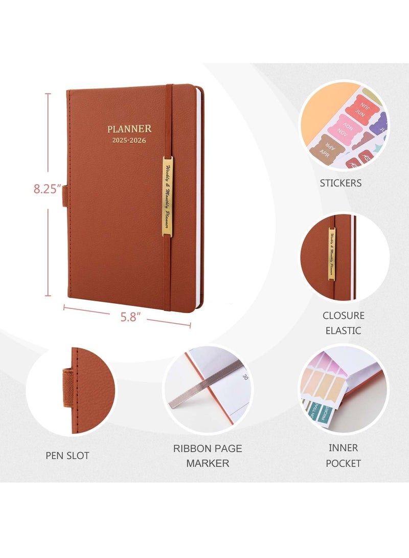 Arabest Planner Notebook 2025-2026, Month Weekly Planner Runs JAN 2025 to JUN 2026, 2025-2026 Planner with Pen Loop, Back Pocket and Stickers, 18 Months Planner, Monthly Planners 2025-2026 - Image 2