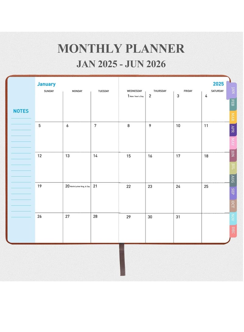 Arabest Planner Notebook 2025-2026, Month Weekly Planner Runs JAN 2025 to JUN 2026, 2025-2026 Planner with Pen Loop, Back Pocket and Stickers, 18 Months Planner, Monthly Planners 2025-2026 - Image 3